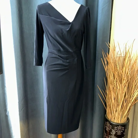Joseph Ribkoff | Dresses | Sale Joseph Ribkoff Blue Long Sleeve Vneck Dress  Euc | Poshmark